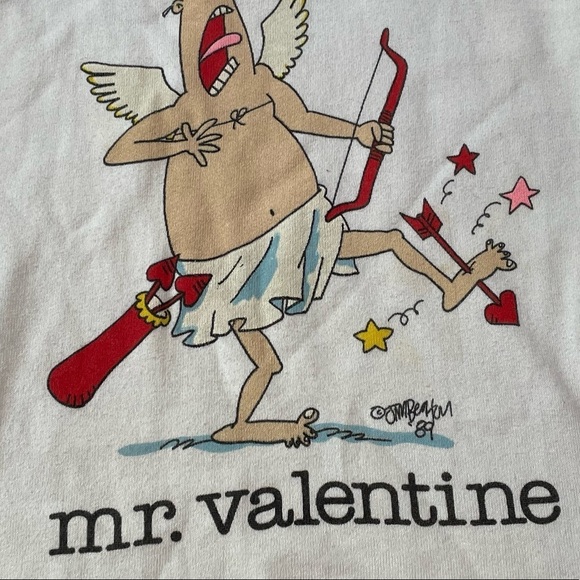 Vintage Mr. Valentine Cartoon Cupid Valentine's Day Graphic 1980s Sweatshirt - Picture 5 of 7
